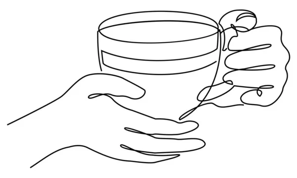 Silhouette Delle Mani Dell Uomo Con Una Tazza Caffè Uno — Foto Stock