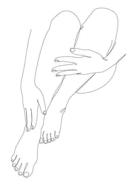 Siluety Dívčiných Nohou Paží Moderním Jednořádkovém Stylu Pevná Linie Estetický — Stock fotografie