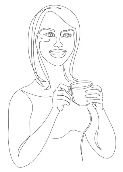 Silhouetten Einer Dame Sie Hält Eine Tasse Kaffee Tee Einem — Stockfoto