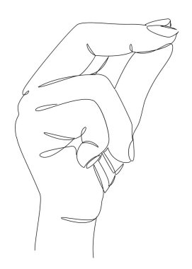 Silhouettes of a human hand which is baptized in a modern one line style. Continuous line drawing, aesthetic outline for home decor, posters, wall art, stickers, logo. Vector illustration.