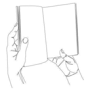 Modern bir tek satır tarzında bir adamın ellerinin silüeti. Devamlı çizimler, ev dekorasyonu taslakları, posterler, duvar resimleri, çıkartmalar, logolar. Vektör illüstrasyonu.