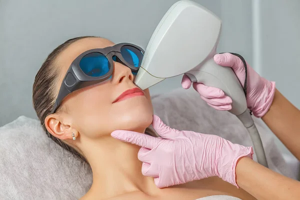 Partial View Young Woman Receiving Laser Hair Removal Epilation Face — Stock Photo, Image