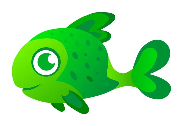 Flat Illustration Colourful Puffer Fish Shades Green — Stock Photo, Image