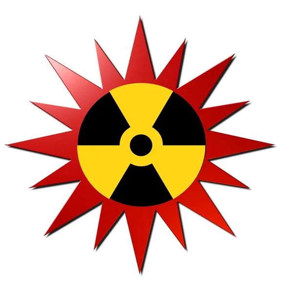 Signo radiactivo (con explosión roja) ) — Foto de Stock