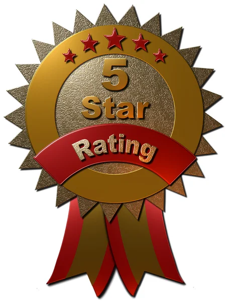 5 Star Rating Seal with ribbons — Stock Photo, Image
