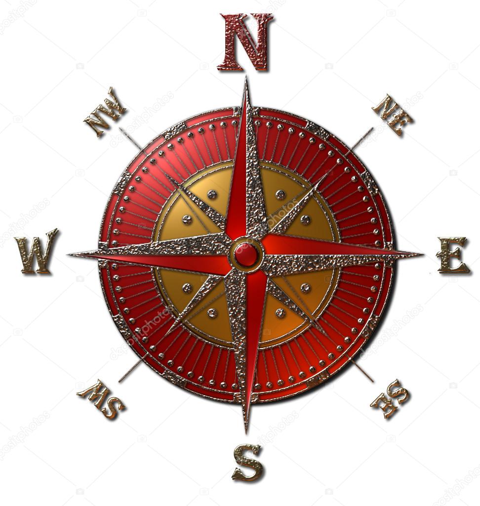 Compass Rose (Gold & Red)