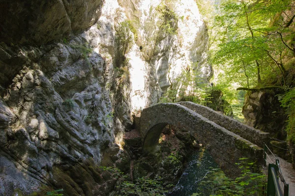 Stenen Brug Bij Gorge Areuse — Stockfoto