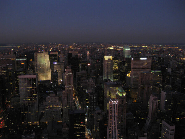 Manhattan in the city of New York by night
