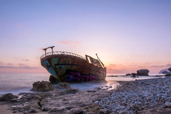 Août 2020 Corfou Grèce Naufrage Sur Rivage Agios Gordios Île — Photo