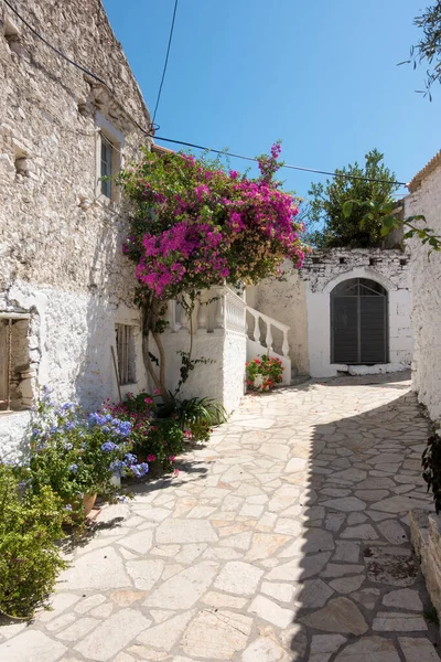 Straat Het Pittoreske Dorpje Afionas Corfu Griekenland — Stockfoto