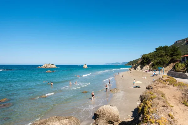 Agosto 2020 Corfu Grécia Prasudi Praia Oeste Corfu Grécia — Fotografia de Stock