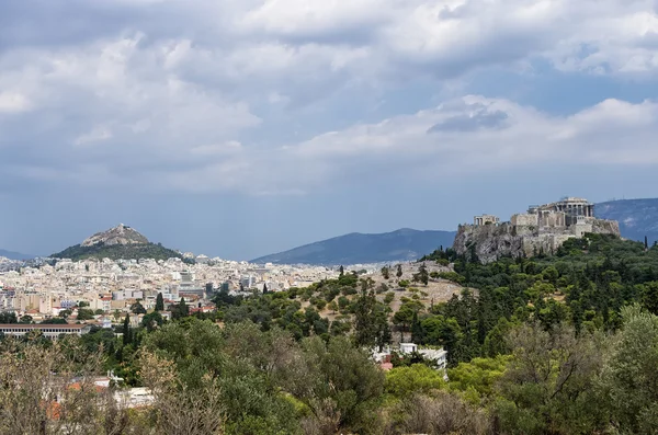 Veduta dell'Acropoli e della città, Atene, Grecia — Foto Stock