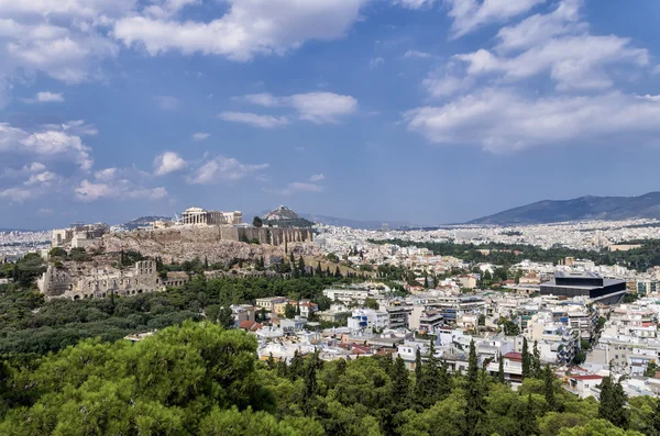 Vista a la Acrópolis y la ciudad, Atenas, Grecia —  Fotos de Stock