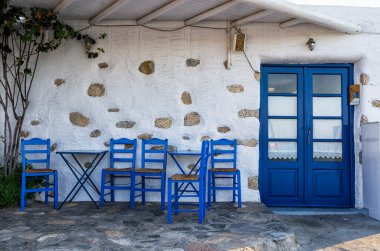 Ano Koufonisi, Kiklad Adaları, Yunanistan bir küçük geleneksel tavernada cephe