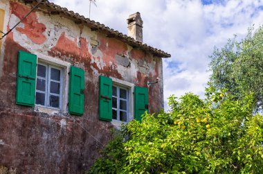 Gaios köyünde, Paxoi Adası, Yunanistan eski bir binanın mimari detay