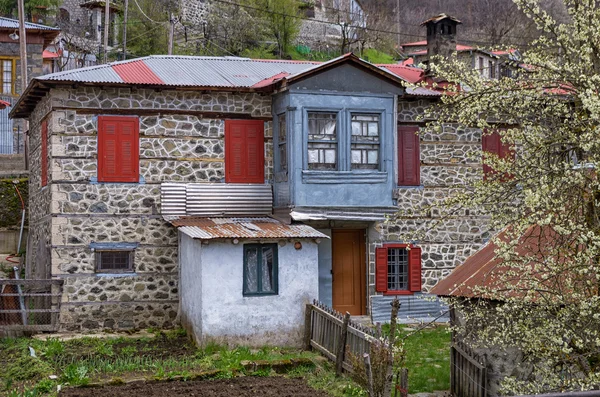 Старый дом в красивой деревне Милия, недалеко от Мецово, Греция, популярное зимнее направление — стоковое фото