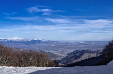 Dağ manzarası içinde Vigla, Florina'nın Kayak Merkezi, Yunanistan