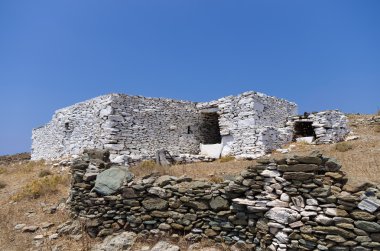 Kythnos Island, Kiklad Adaları, Yunanistan bina eski ve geleneksel drystone