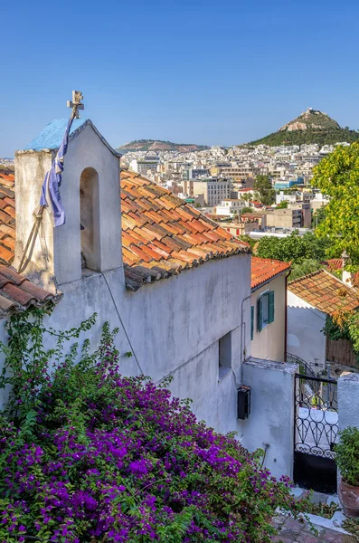 Blick auf Athen von der Plaka Nachbarschaft, Griechenland — Stockfoto