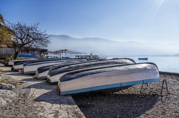 Bela paisagem de outono no lago Ohrid — Fotografia de Stock