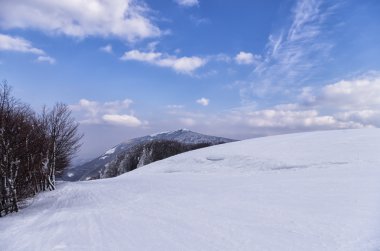 Dağ manzarası içinde Vigla, Florina'nın Kayak Merkezi, Yunanistan