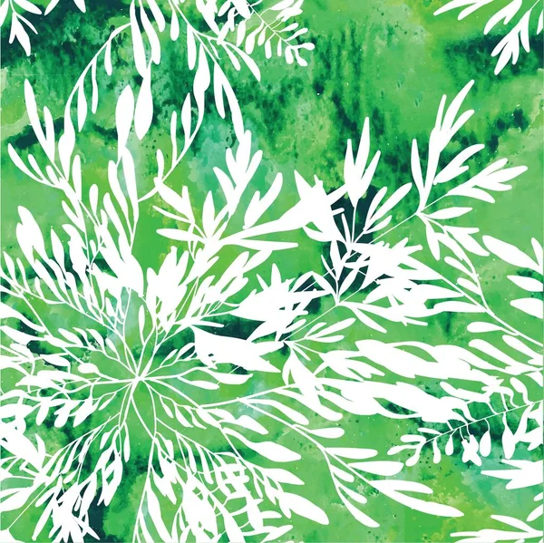 Nahtloses Botanisches Muster Ornament Blätter Zweige Von Pflanzen Werden Einem — Stockvektor