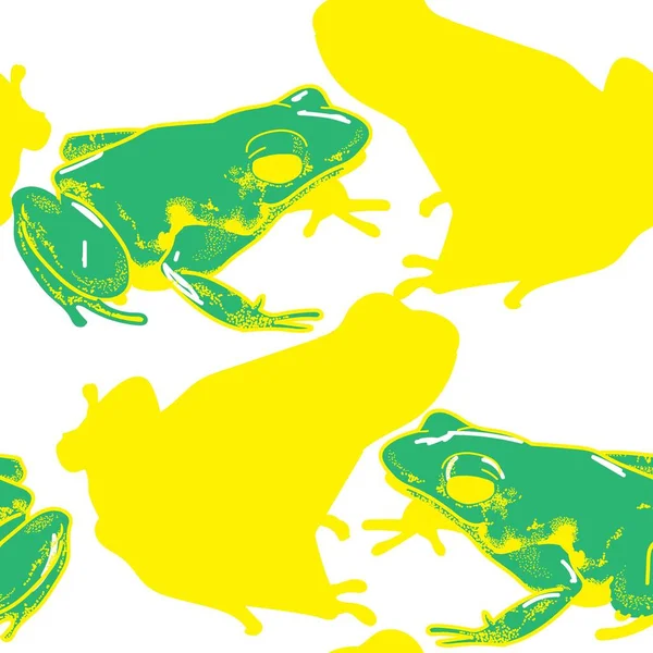 Узор Ядовитыми Лягушками Бесшовный Шаблон Яркий Летний Узор Рисование Вручную — стоковый вектор