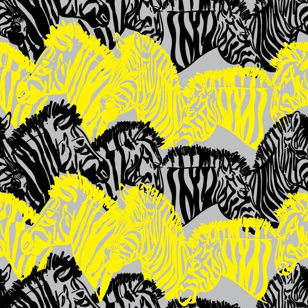 Patrón Sin Costuras Con Cebras Los Animales Son Africanos Dibujo — Vector de stock