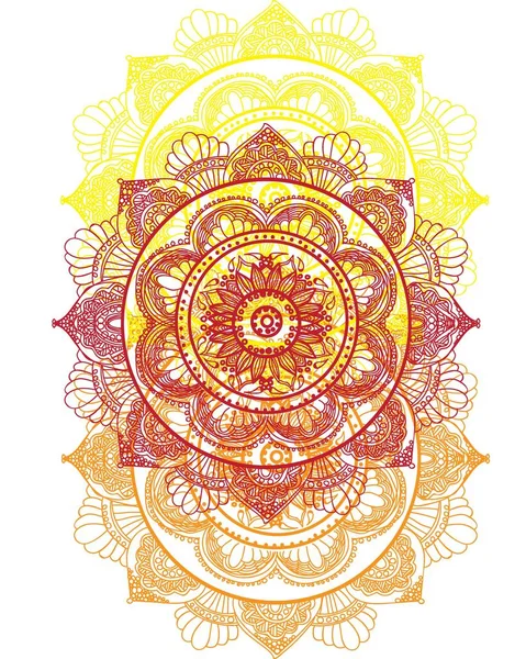 Mandala Gambar Etnik India Yoga Meditasi Menggambar Secara Manual Latar - Stok Vektor