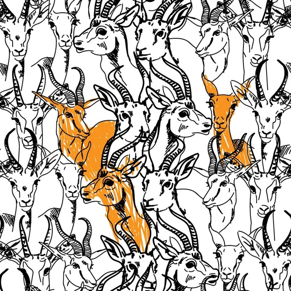 Modèle Sans Couture Avec Antilope Jeyran Les Animaux Sont Africains — Image vectorielle