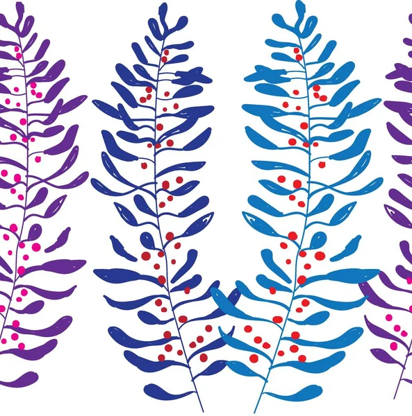 Безшовний Ботанічний Візерунок Орнамент Листя Гілки Рослин Малюнок Рук Векторі — стоковий вектор