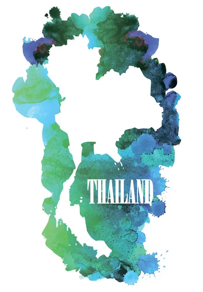 Thaïlande Cartes Vectorielles Détaillées Spray Aquarelle Peinture — Image vectorielle