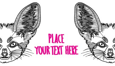 Fenech Fox boyama kitabı, meditasyon boyama kitabı. Desenler, noktalar, çizgiler. Sevimli hayvanlar..