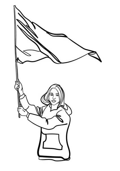 Девушка Флагом Погони Свобода Беларуси Белорусский Флаг Свободы — стоковый вектор