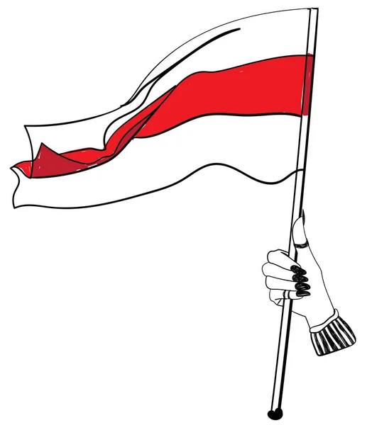 Mão Com Bandeira Perseguição Liberdade Bielorrússia Bandeira Liberdade Bielorrussa — Vetor de Stock
