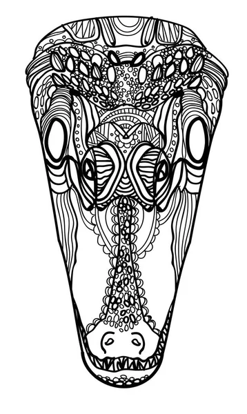 Κροκόδειλος Κομψό Πολύχρωμο Freehand Σχέδιο Χρωματισμός Αντι Στρες Σελίδα Μαντάλα Εικονογράφηση Αρχείου