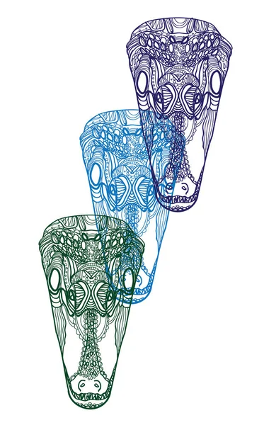 Κροκόδειλος Κομψό Πολύχρωμο Freehand Σχέδιο Χρωματισμός Αντι Στρες Σελίδα Μαντάλα Royalty Free Εικονογραφήσεις Αρχείου