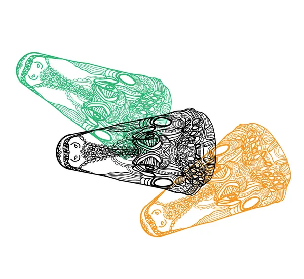 Κροκόδειλος Κομψό Πολύχρωμο Freehand Σχέδιο Χρωματισμός Αντι Στρες Σελίδα Μαντάλα Royalty Free Διανύσματα Αρχείου