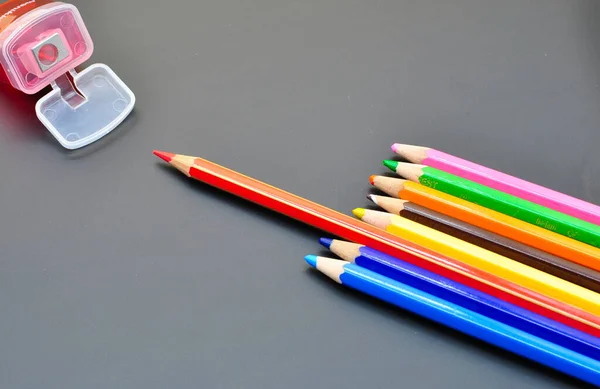 Many Coloured Pencils Close Metaphor Strategy Teamwork — Stock Photo, Image