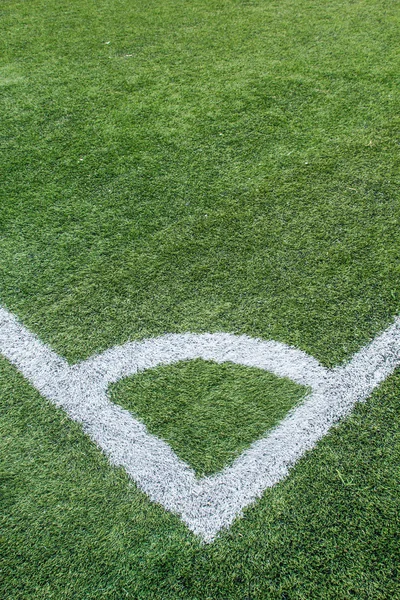 Césped Artificial Campo Fútbol Verde Rejilla Blanca — Foto de Stock