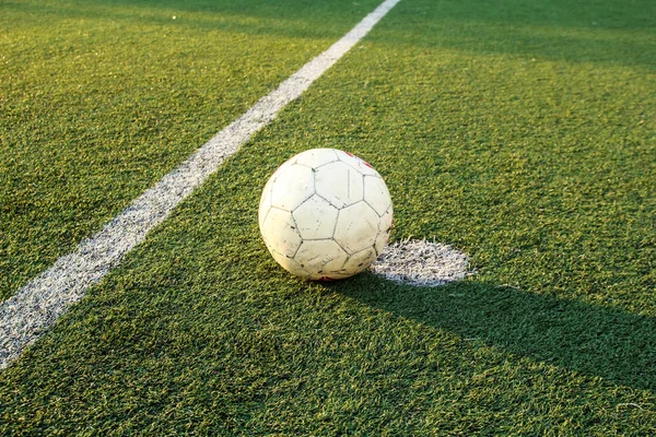 Suni Saha Futbol Sahası Yeşil Beyaz Izgara — Stok fotoğraf