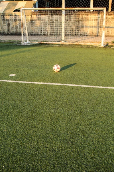 Suni Saha Futbol Sahası Yeşil Beyaz Izgara — Stok fotoğraf