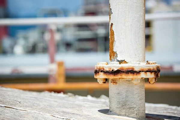 Dano Ferrugem Pintura Flange Corrosão Porca Parafuso Tanque Telhado — Fotografia de Stock