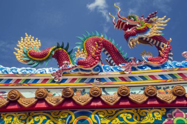 Ejderha heykeli sanat mimarisi Budist sanat eserleri muhteşem tapınaklar.