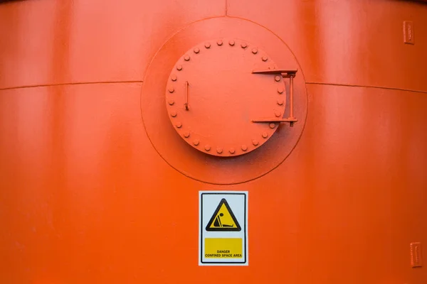 Tank Orange Confined Space Entry Warning Sign Symbol — Stock Photo, Image