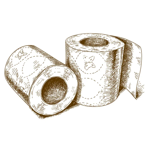 Stich antike Illustration von Toilettenpapier — Stockvektor