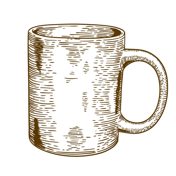 マグカップのイラストをアンティークの彫刻 — ストックベクタ