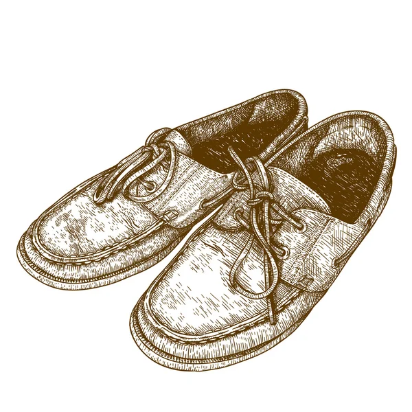 Gravure illustratie van oude schoenen — Stockvector