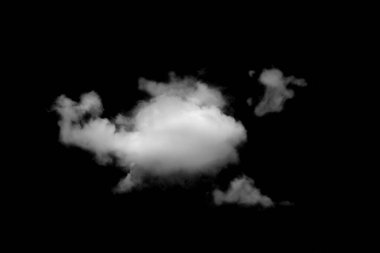 Kabarık tüylü bulut, soyut, siyah arkaplanda izole.