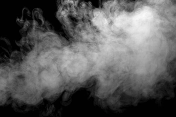isolated smoke, abstract powder, water spray on black background.